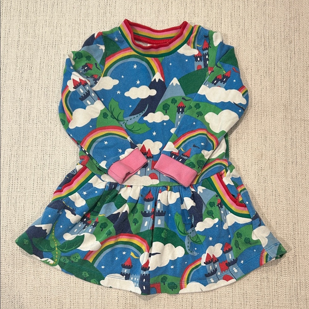 Rainbow Dragon and Castle Sweatshirt Dress